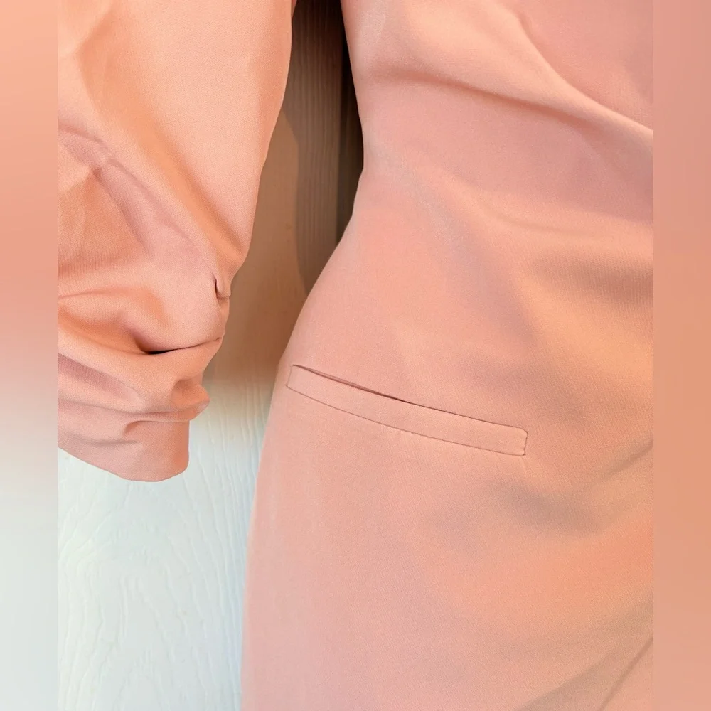 MISS SELFRIDGE Dusty Pink Rose Mini Coat Dress Size 4 - Picture 4 of 9